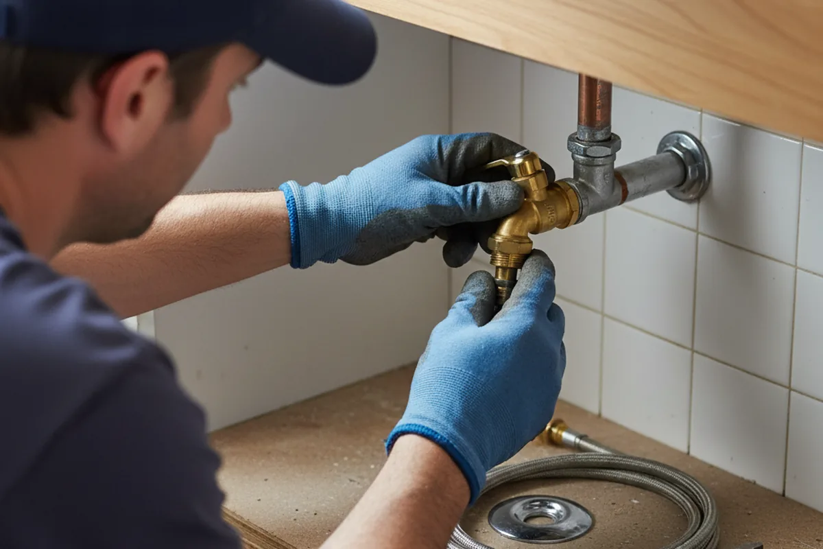 Shutoff valve and fitting work during Burst Pipe Repair in Kimmswick